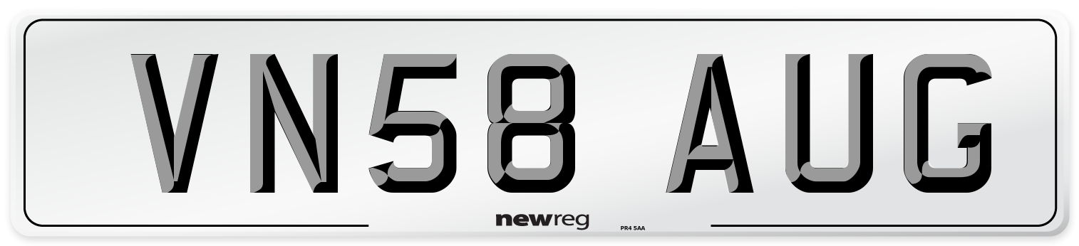 VN58 AUG Number Plate from New Reg